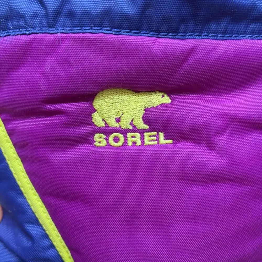 Sorel Snow Boots Kids Size 1 32 Purple Blue Nylon Waterproof Winter NY1885-484